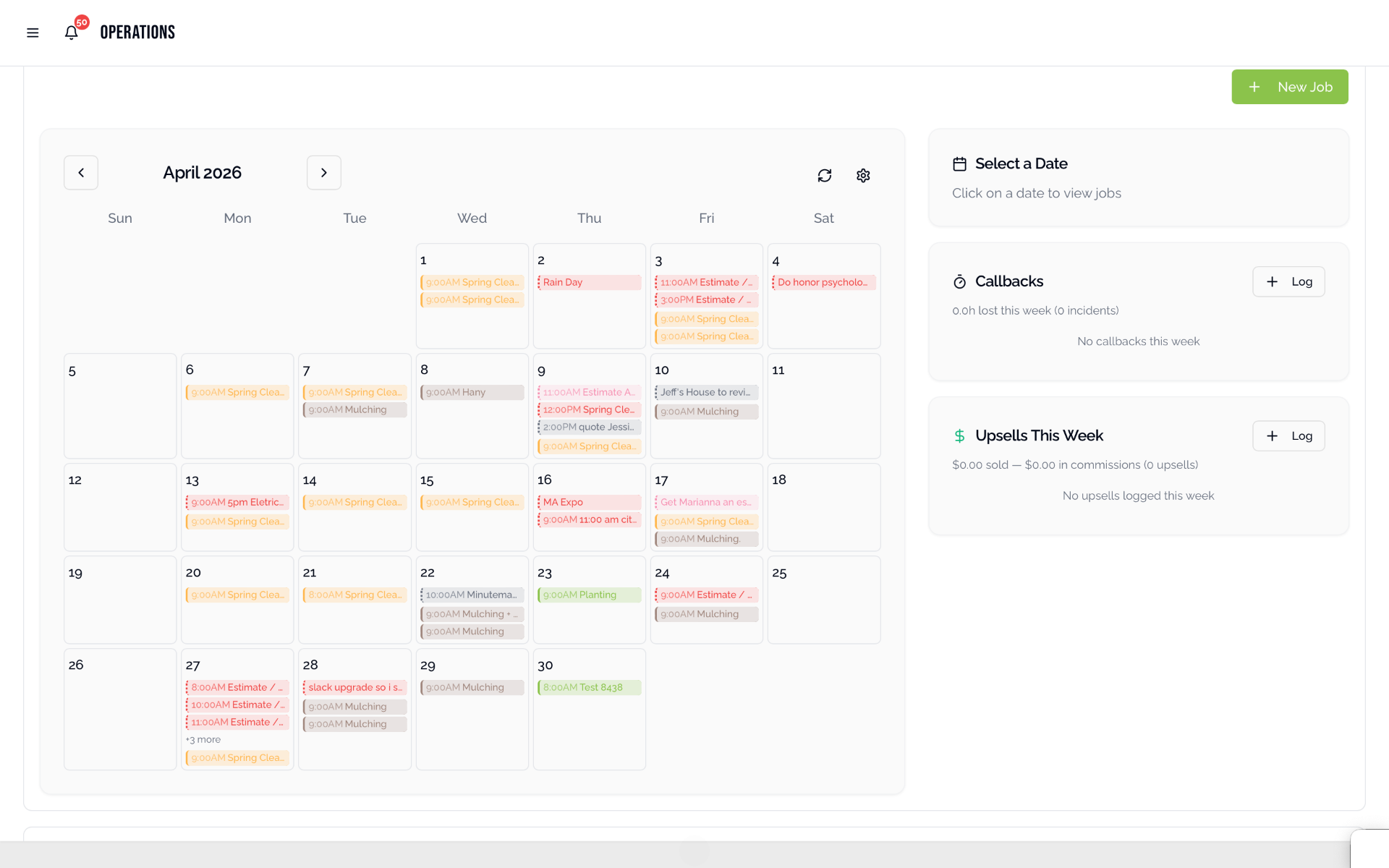 Operations Calendar